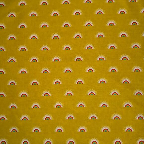 Free Spirit Tula Pink Daydreamer Sundaze Yellow Pineapple - 1 Yard - Rainbow - Picture 1 of 9